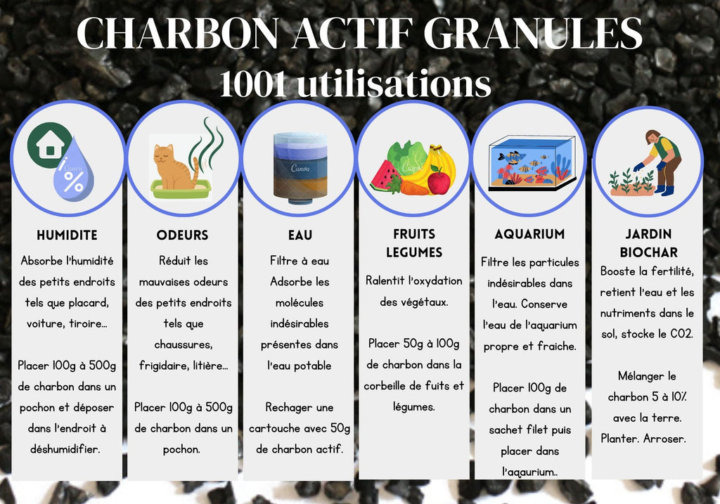 Charbon actif végétal vrac granulés 1kg