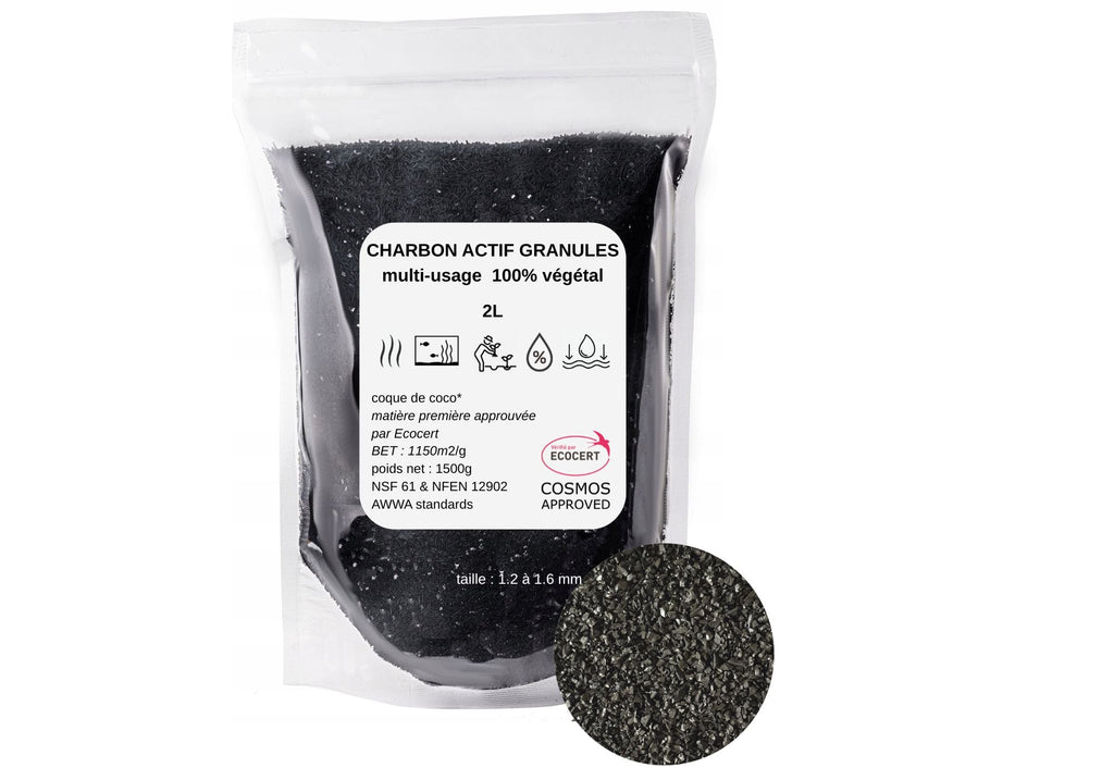 Charbon actif végétal vrac granulés 1kg